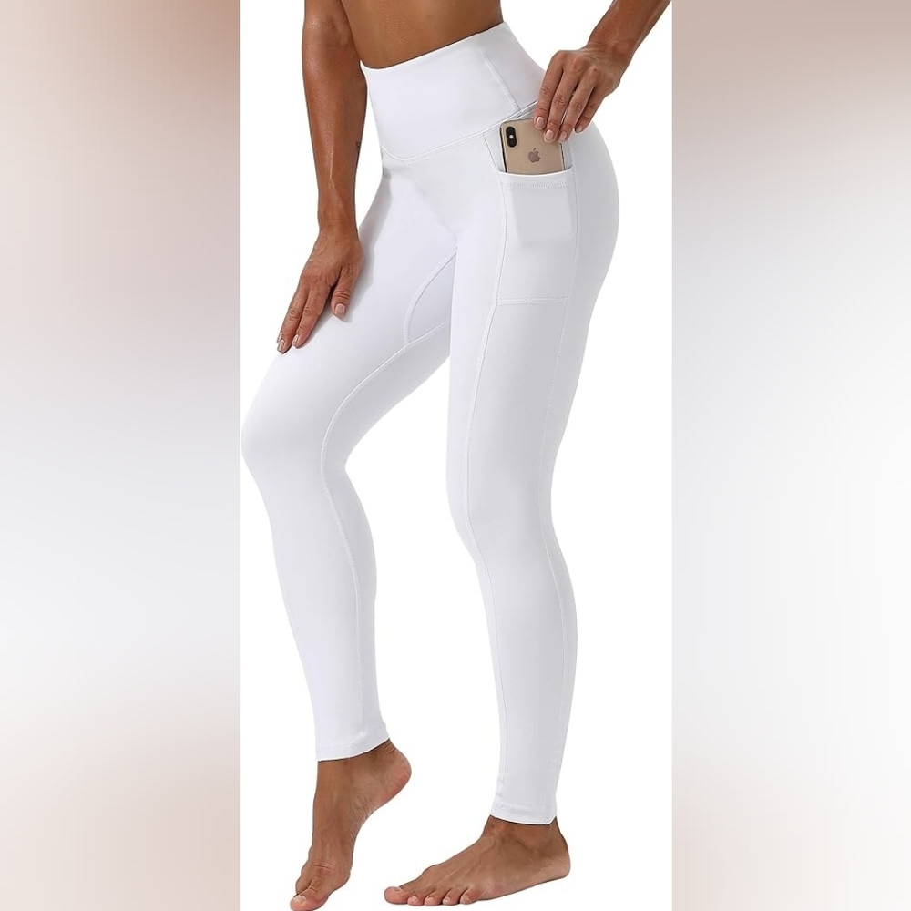 White Workout Leggings With Pockets